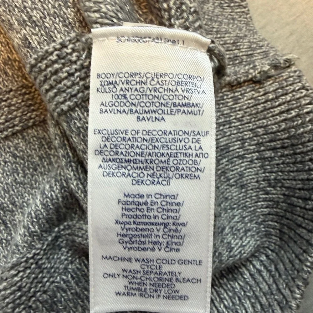Chaps Mens Big & Tall XLT Grey Marl Cotton Quarter Button Mock Neck Sweater NWT